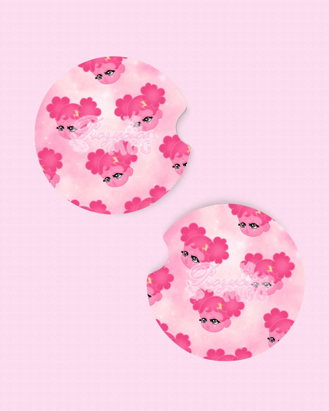 Pink SadGirl Face Car Coasters