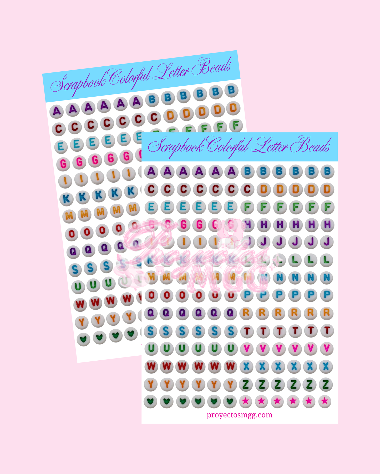 Scrapbook Colorful Letter Beads Glossy Sticker Sheet