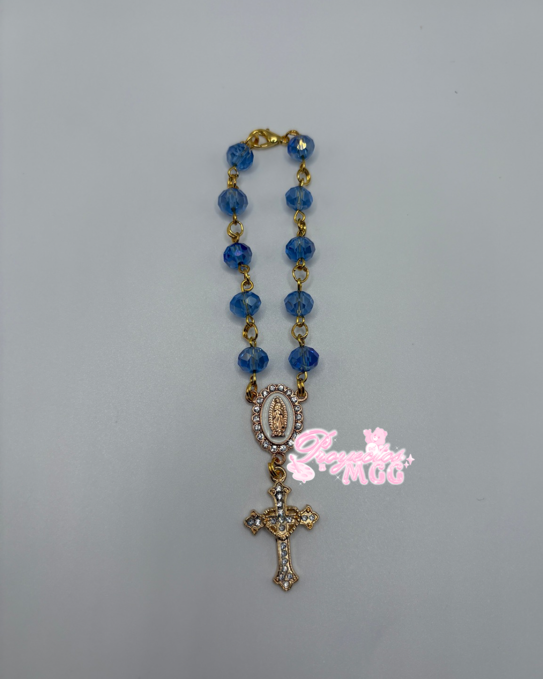 Gold Car Rosario - Light Blue