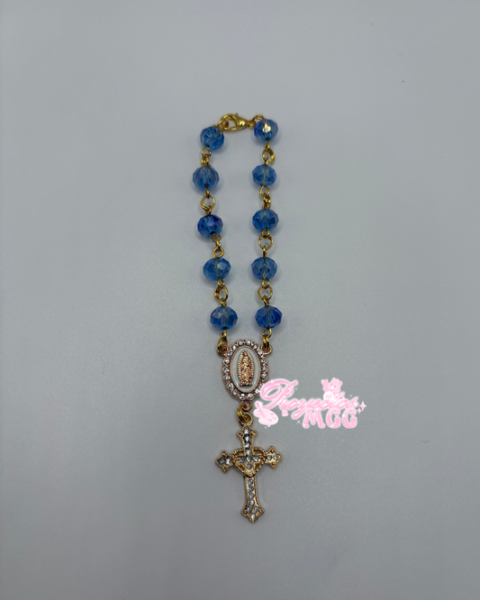 Gold Car Rosario - Light Blue