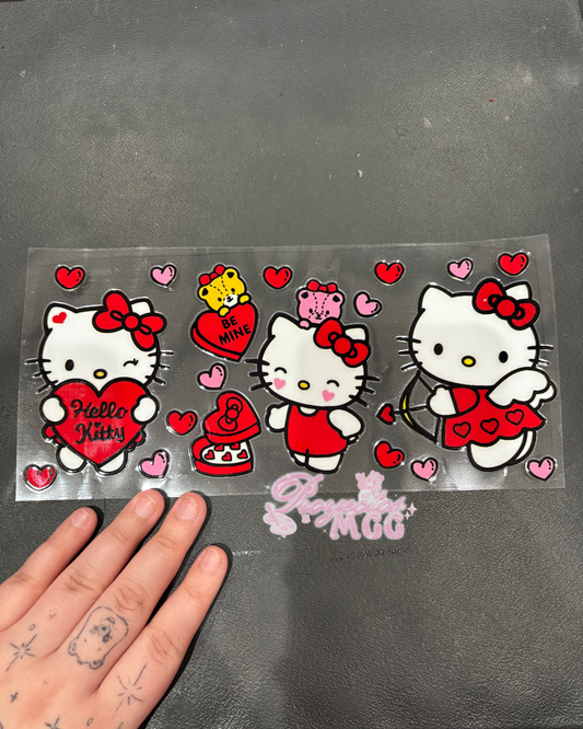 Red HK & Hearts Glass Cup 16oz