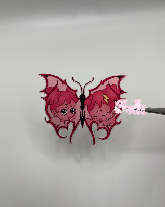 Pink SadGirl Butterfly Sticker