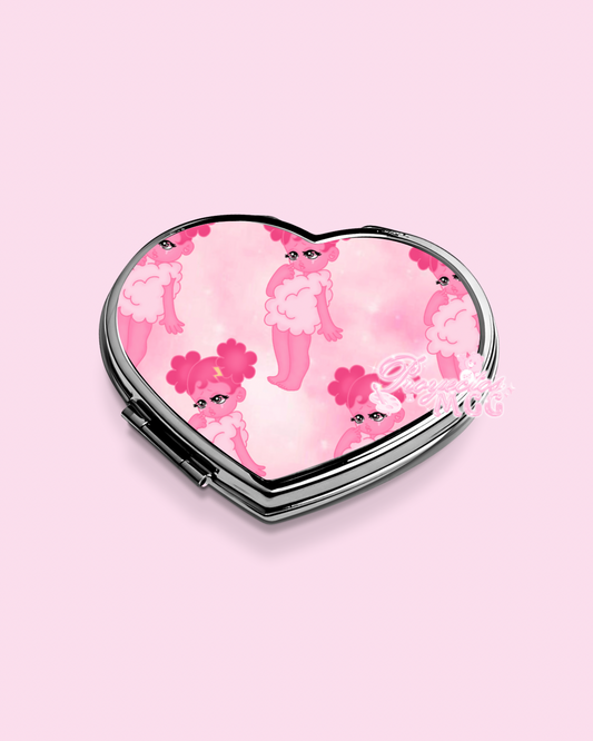 Pink SadGirl Pattern Heart Compact Mirror