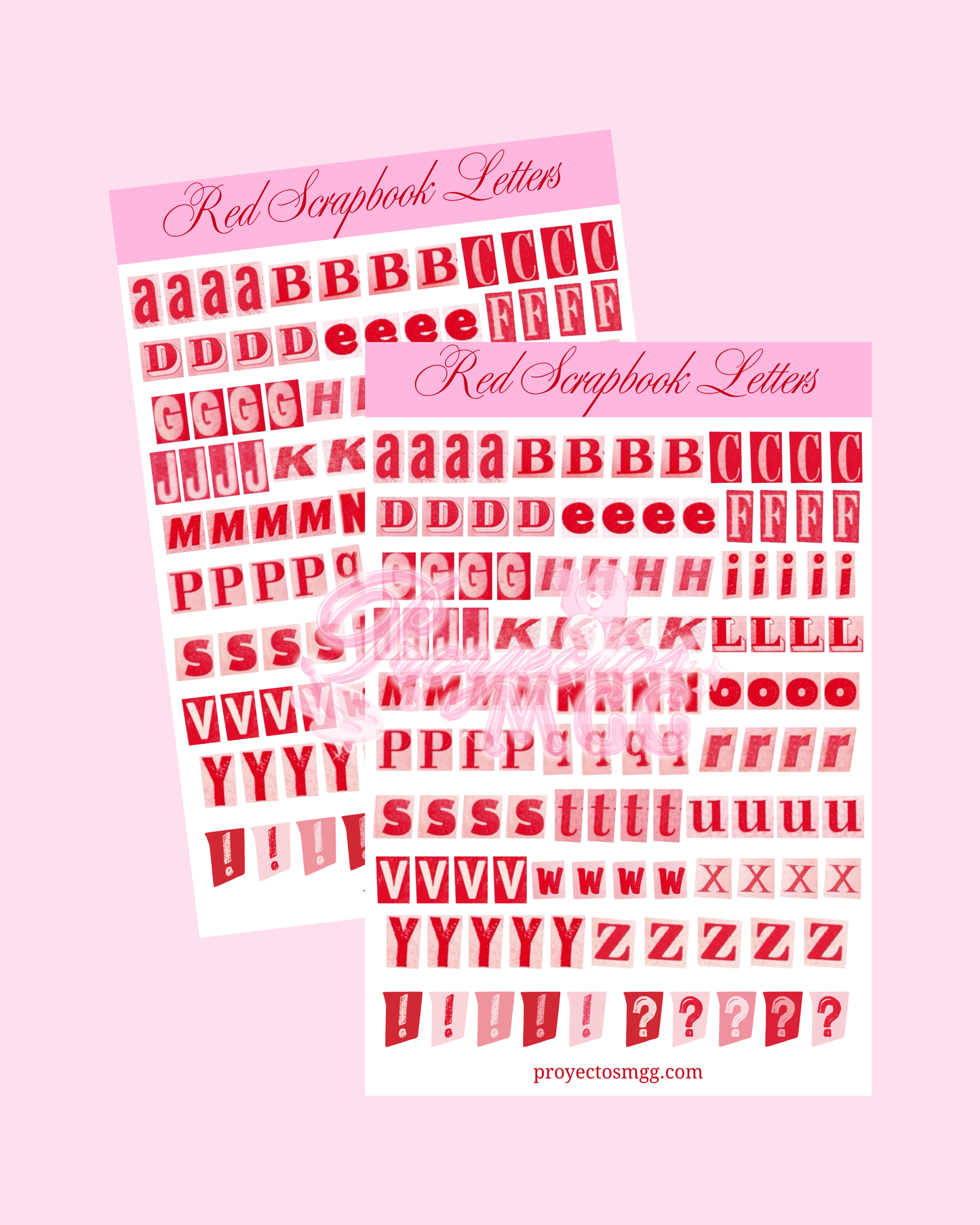 Red Scrapbook Letters Glossy Sticker Sheet