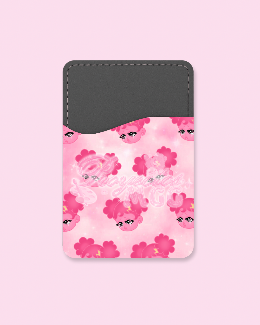 Pink SadGirl Face Phone Card Holder