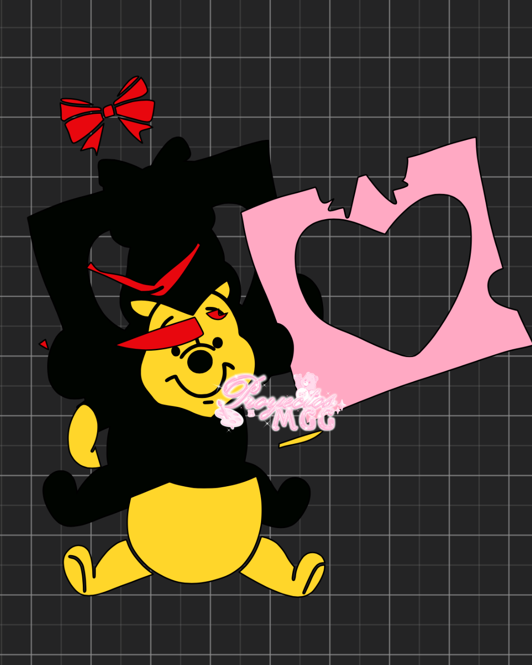 Pooh Bear Heart Letter SVG Digital File