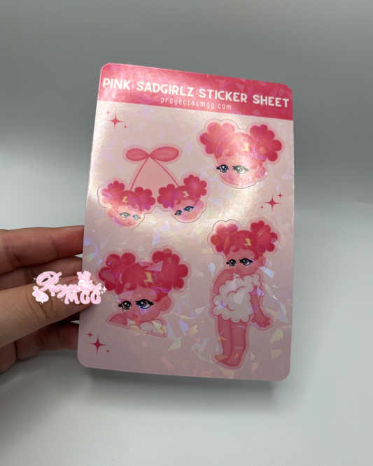 Pink SadGirl Holo Sticker Sheet