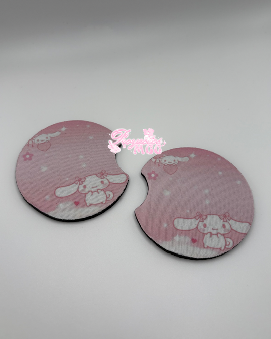 Pink Bunny Car Coasters
