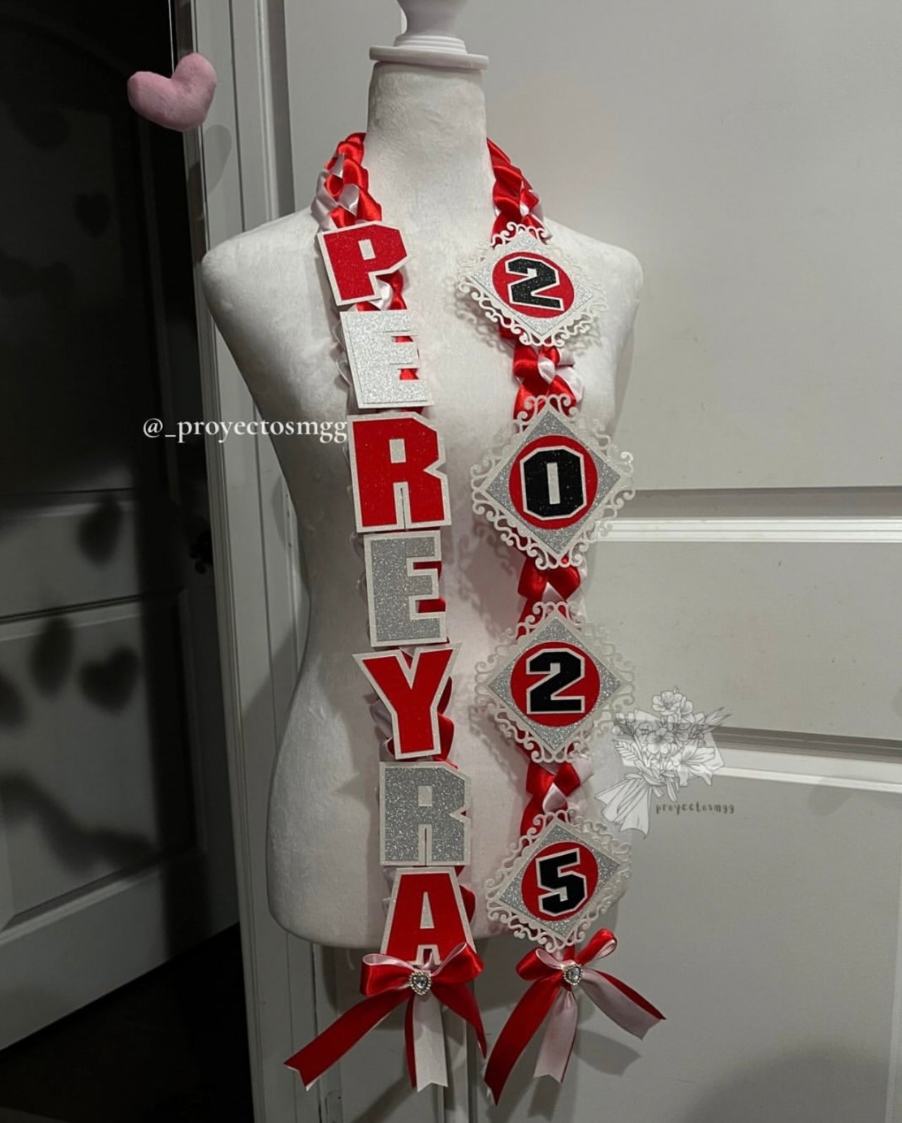 Red, White & Silver Grad Lei