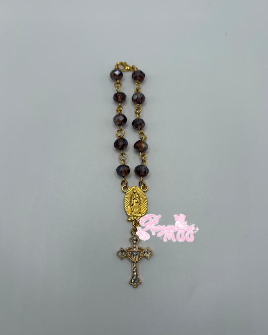 Gold Car Rosario - Dark Brown