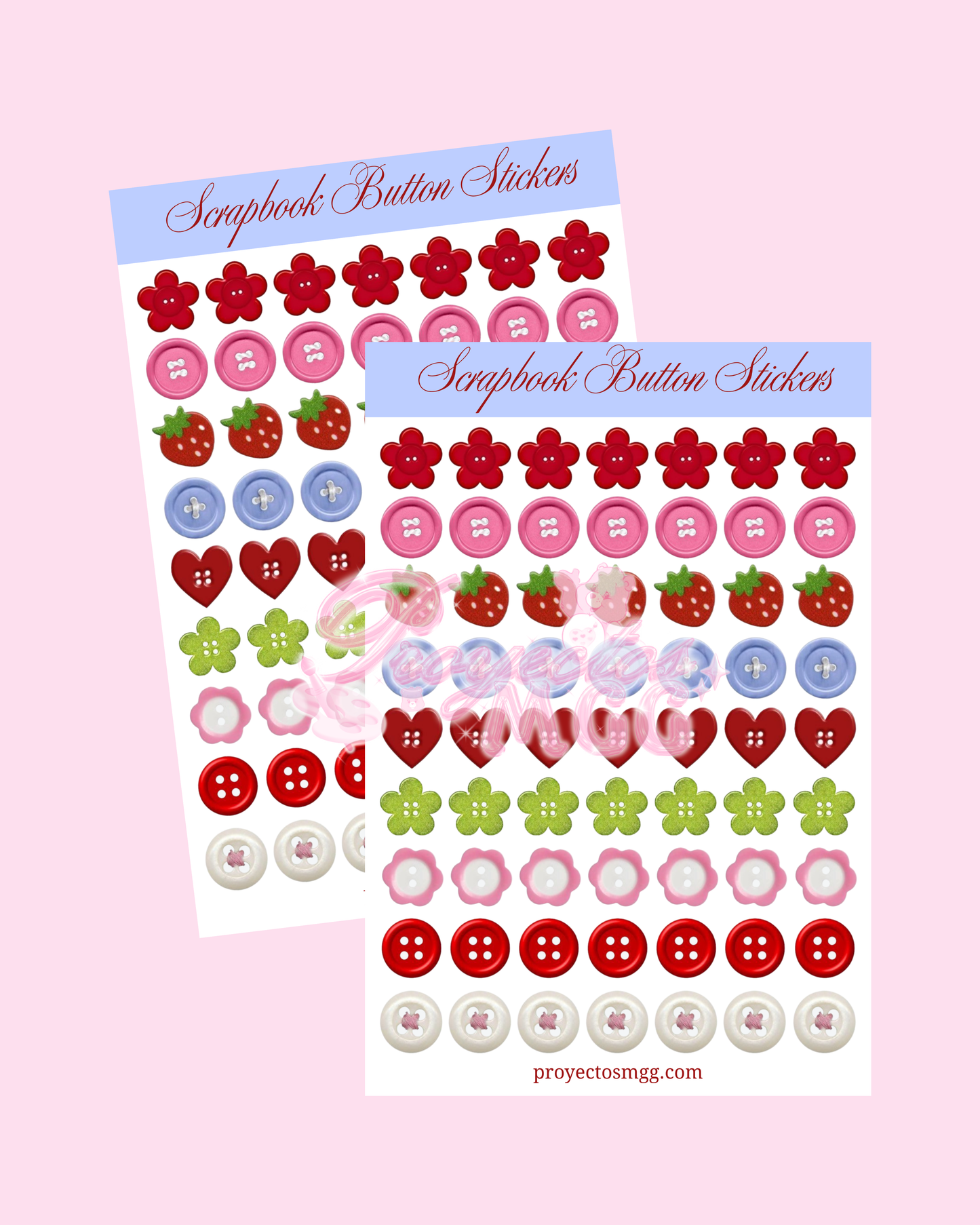 Scrapbook Buttons Glossy Sticker Sheet