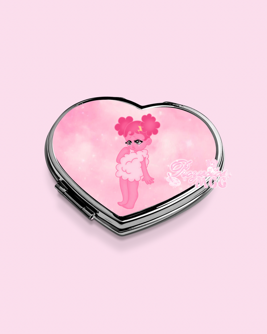 Pink SadGirl Heart Compact Mirror