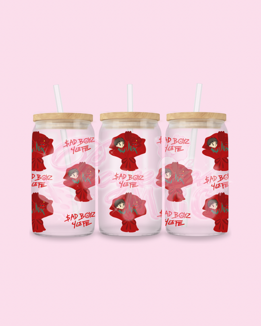 Red SadBoy & SadGirl Ramo $B4L Glass Cup