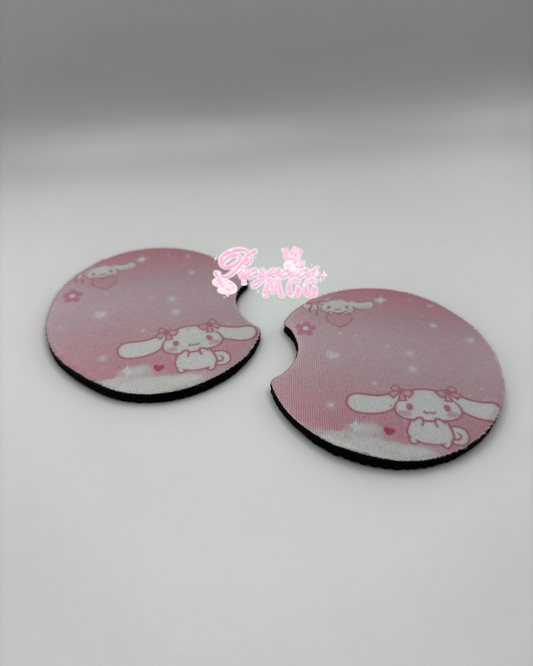 Pink Bunny Car Coasters