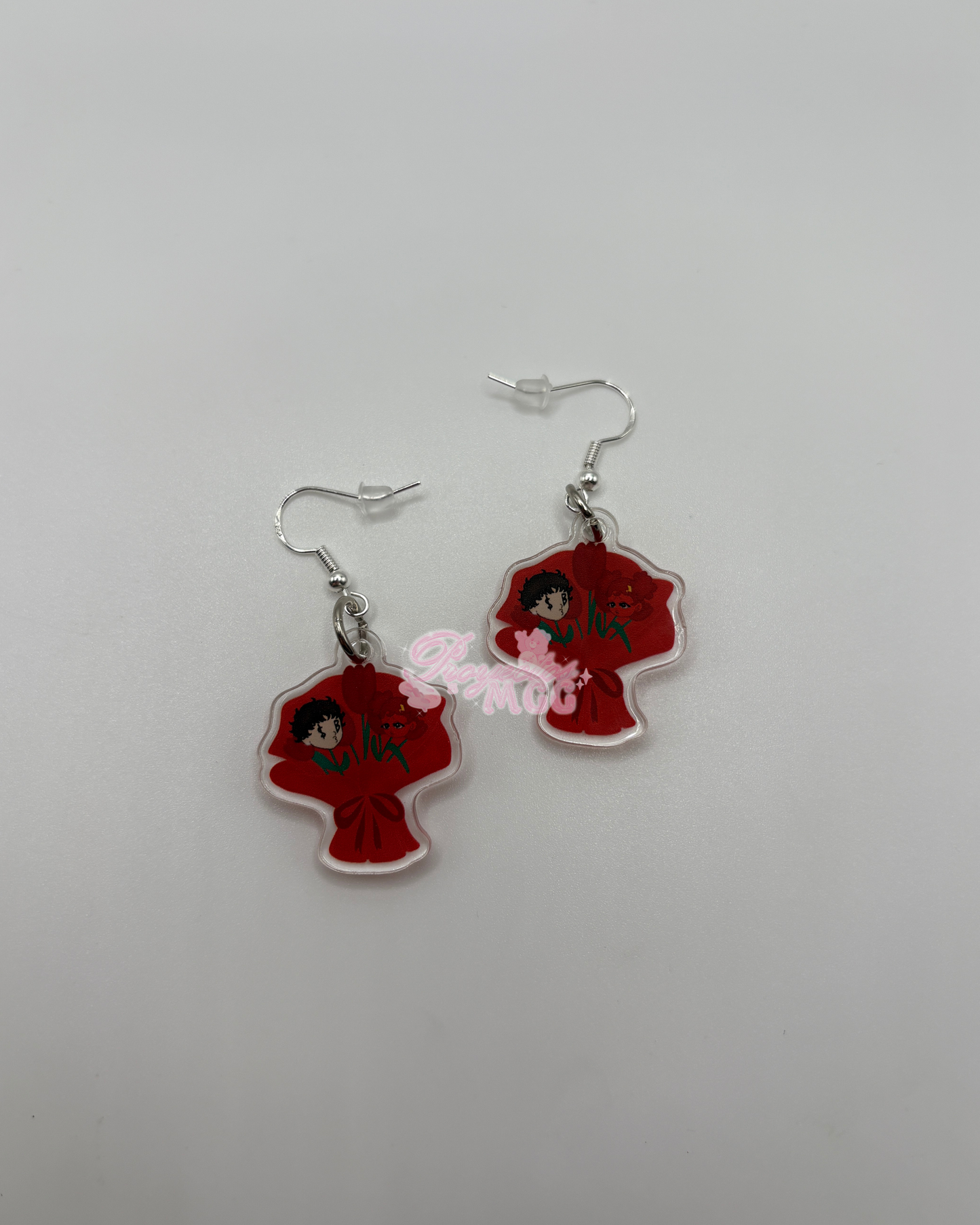 Red SadBoy & SadGirl Ramo Acrylic Earrings