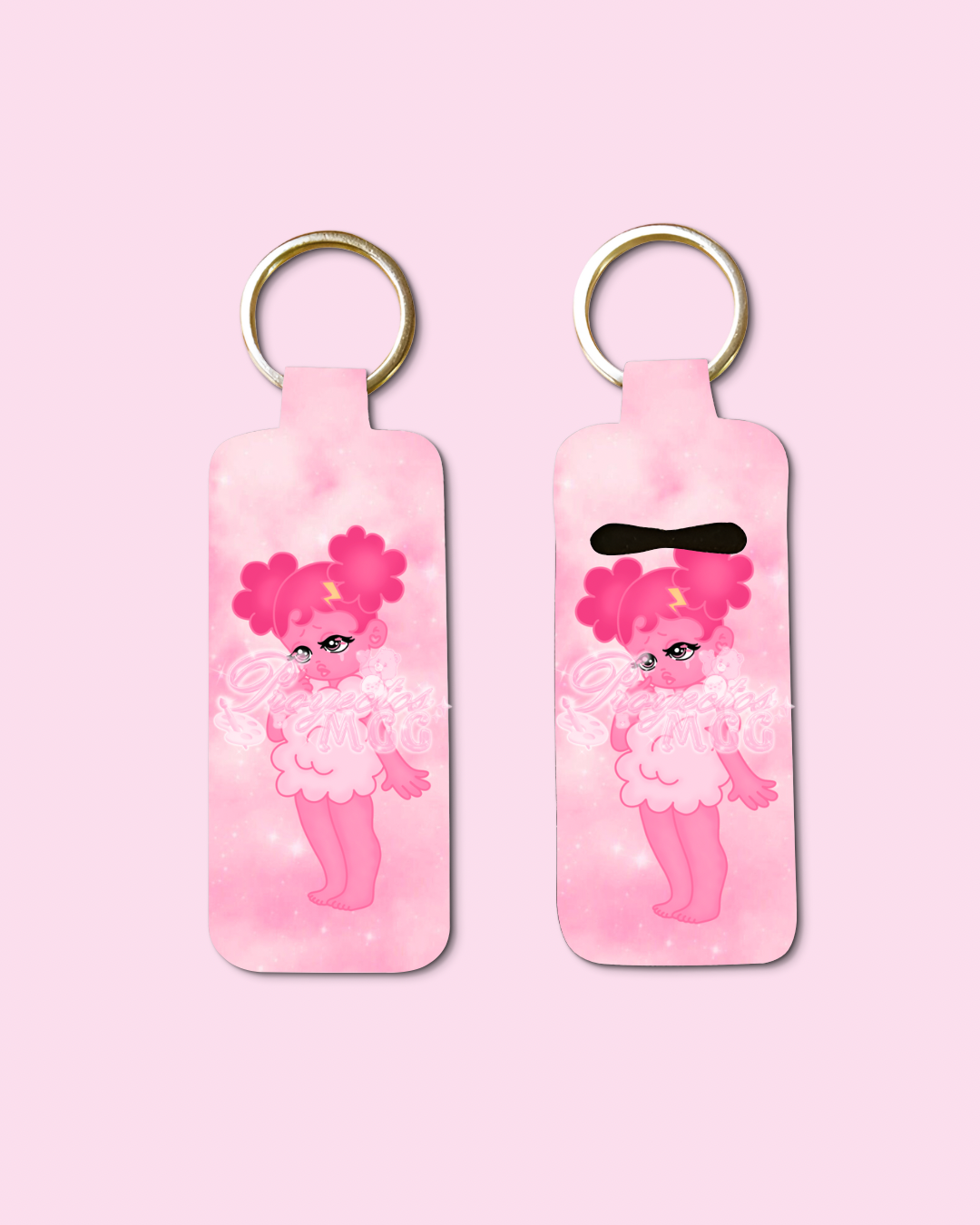 Pink SadGirl Chapstick Holder Keychain