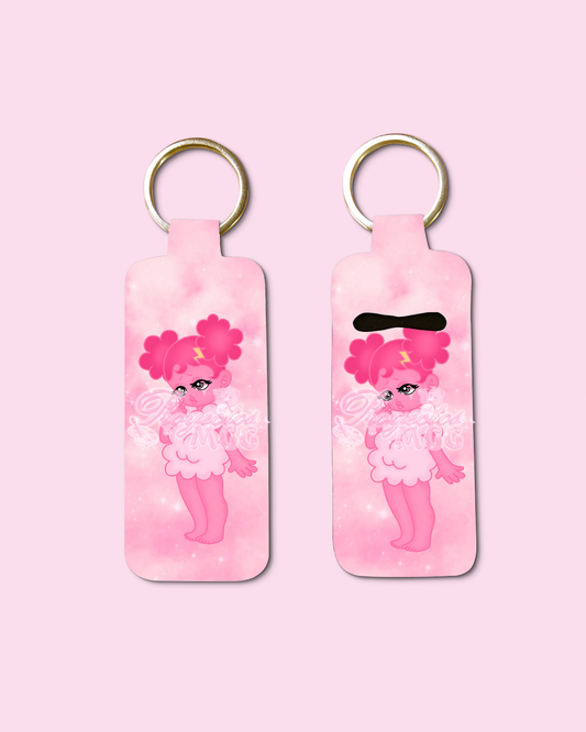 Pink SadGirl Chapstick Holder Keychain