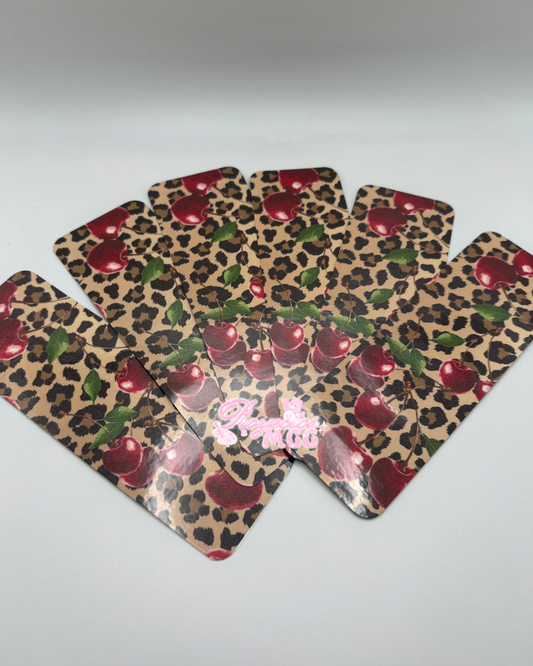 Leopard Cherry Laminated Bookmark