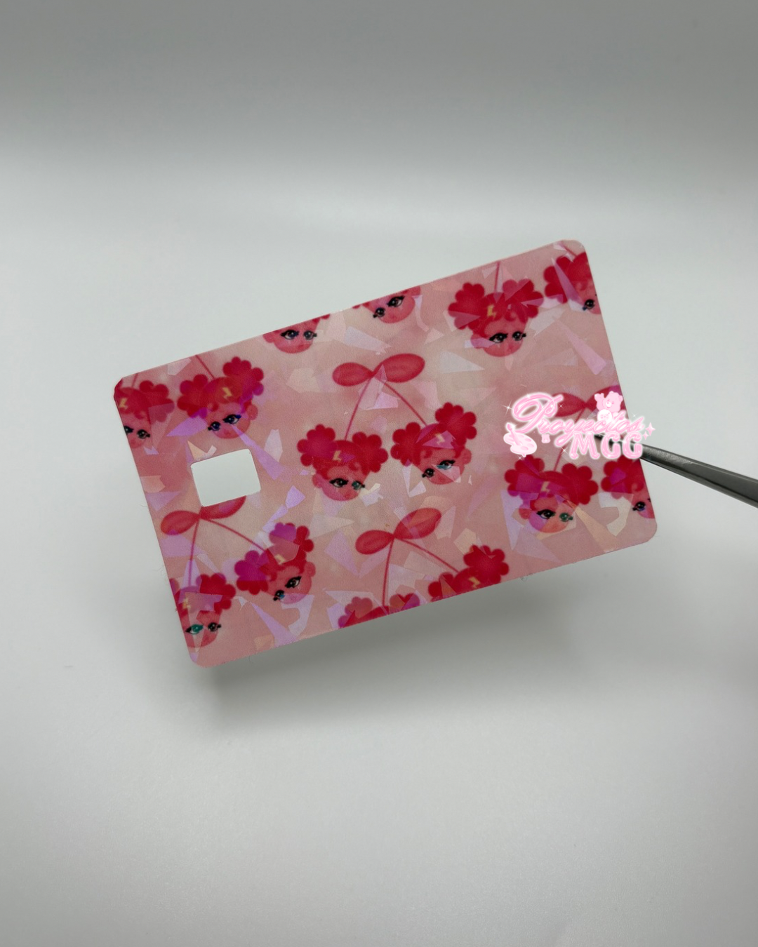 Pink SadGirl Cherry Holo Card Decal