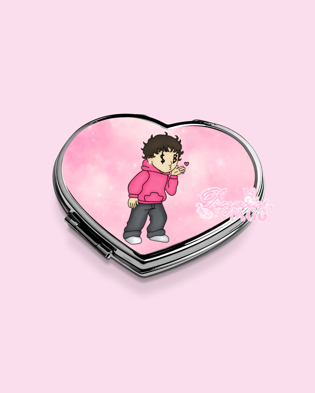 Pink SadBoy Heart Compact Mirror