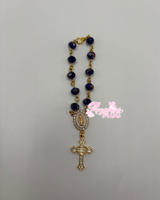 Gold Car Rosario - Dark Blue