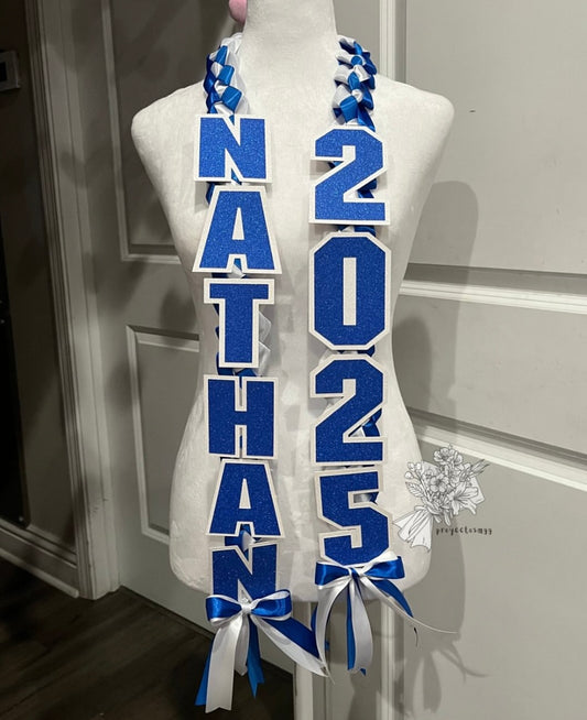 Blue & White Grad Lei
