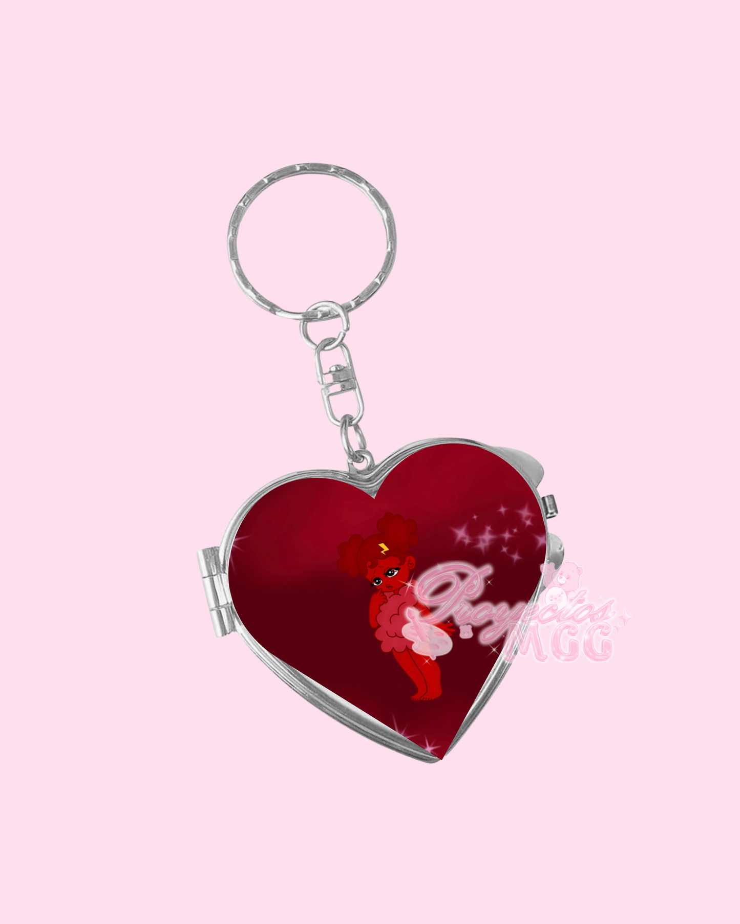 Red SadGirl Heart Compact Mirror Keychain