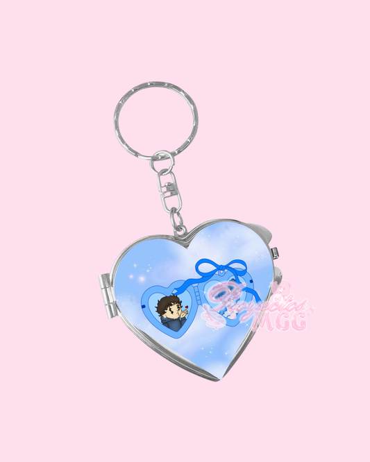 SadBoy & SadGirl Locket Heart Compact Mirror Keychain