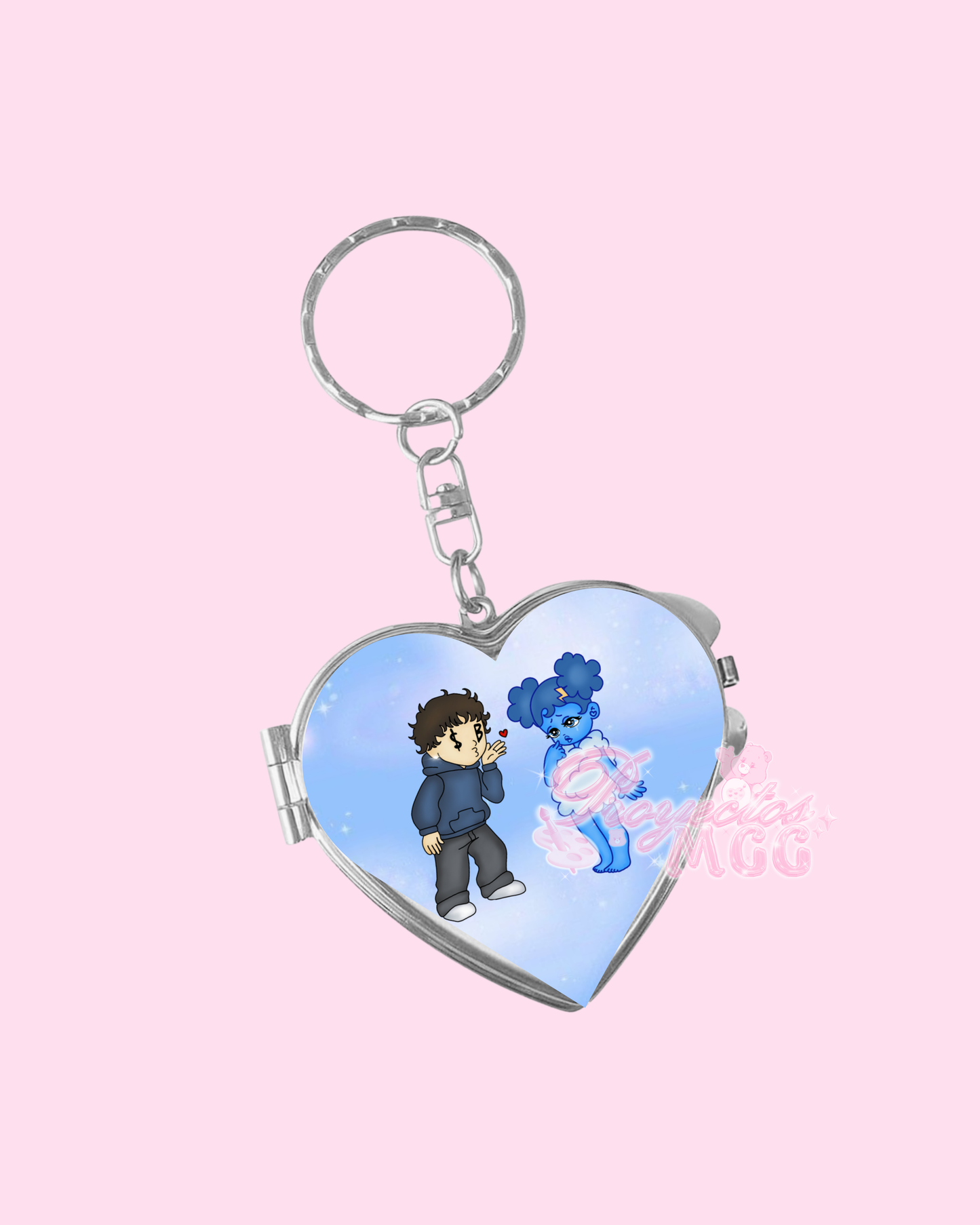 SadBoy & SadGirl Heart Compact Mirror Keychain