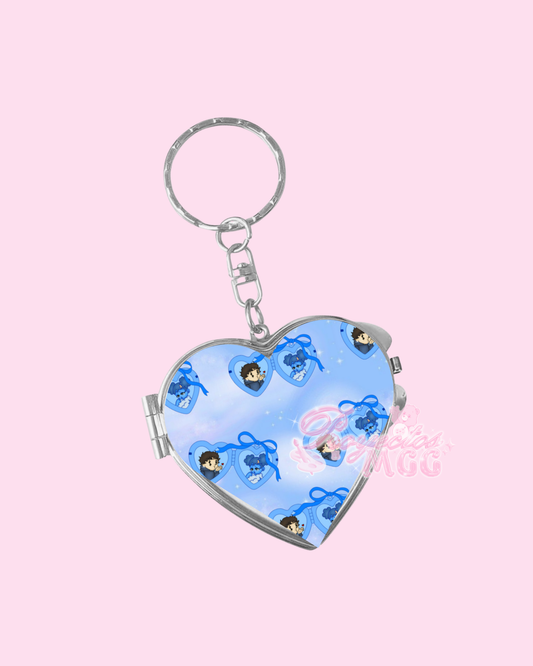 SadBoy & SadGirl Locket Pattern Heart Compact Mirror Keychain