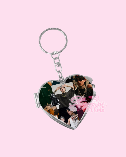 Natanael Cano Collage Heart Compact Mirror Keychain