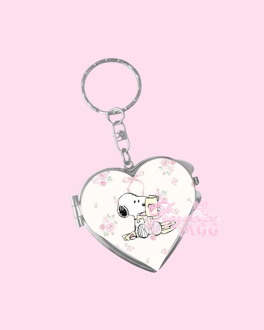 Snoop Coquette Bow Heart Compact Mirror Keychain