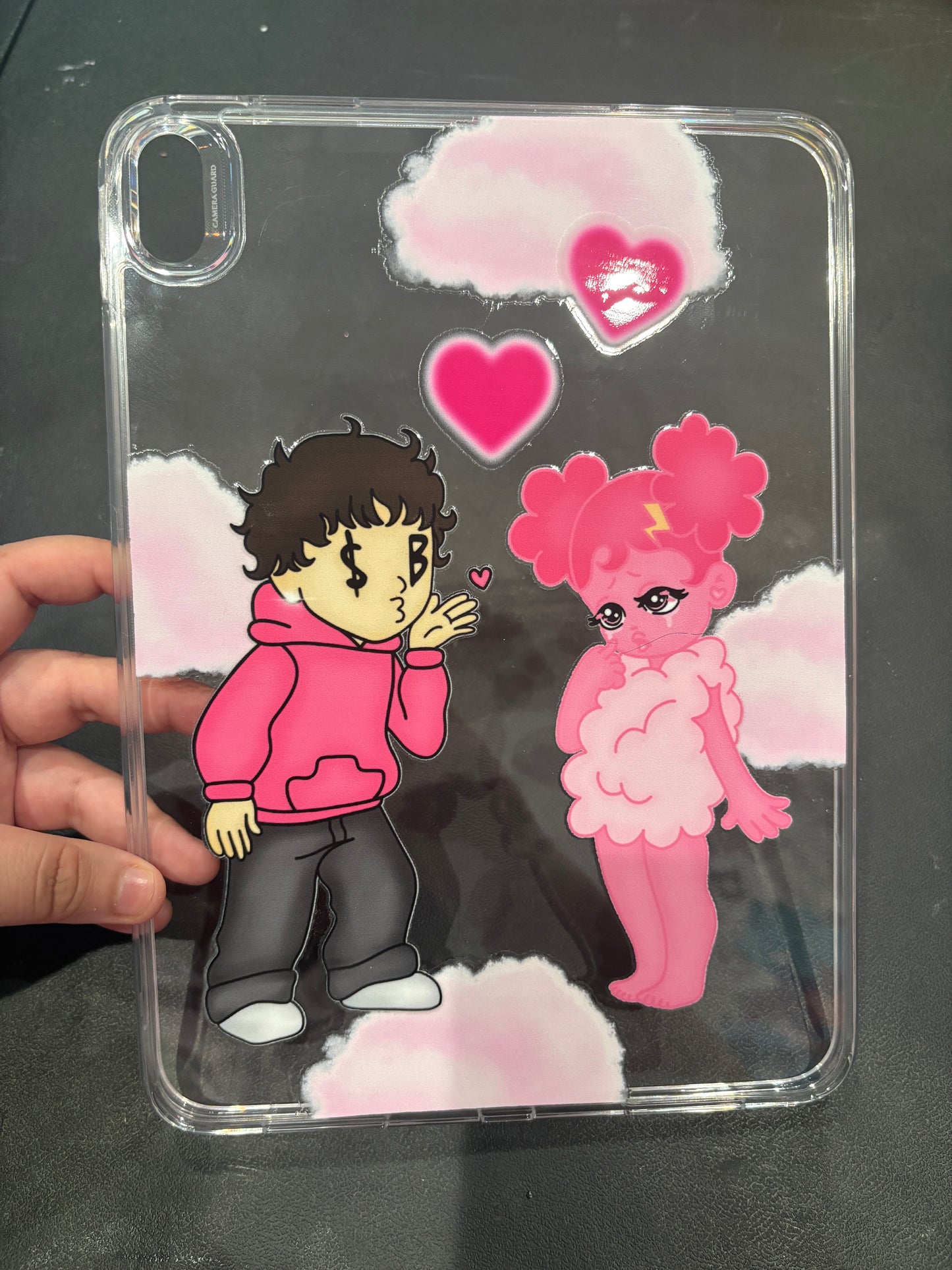 Pink SadBoy & SadGirl Clear Ipad Case *discounted*