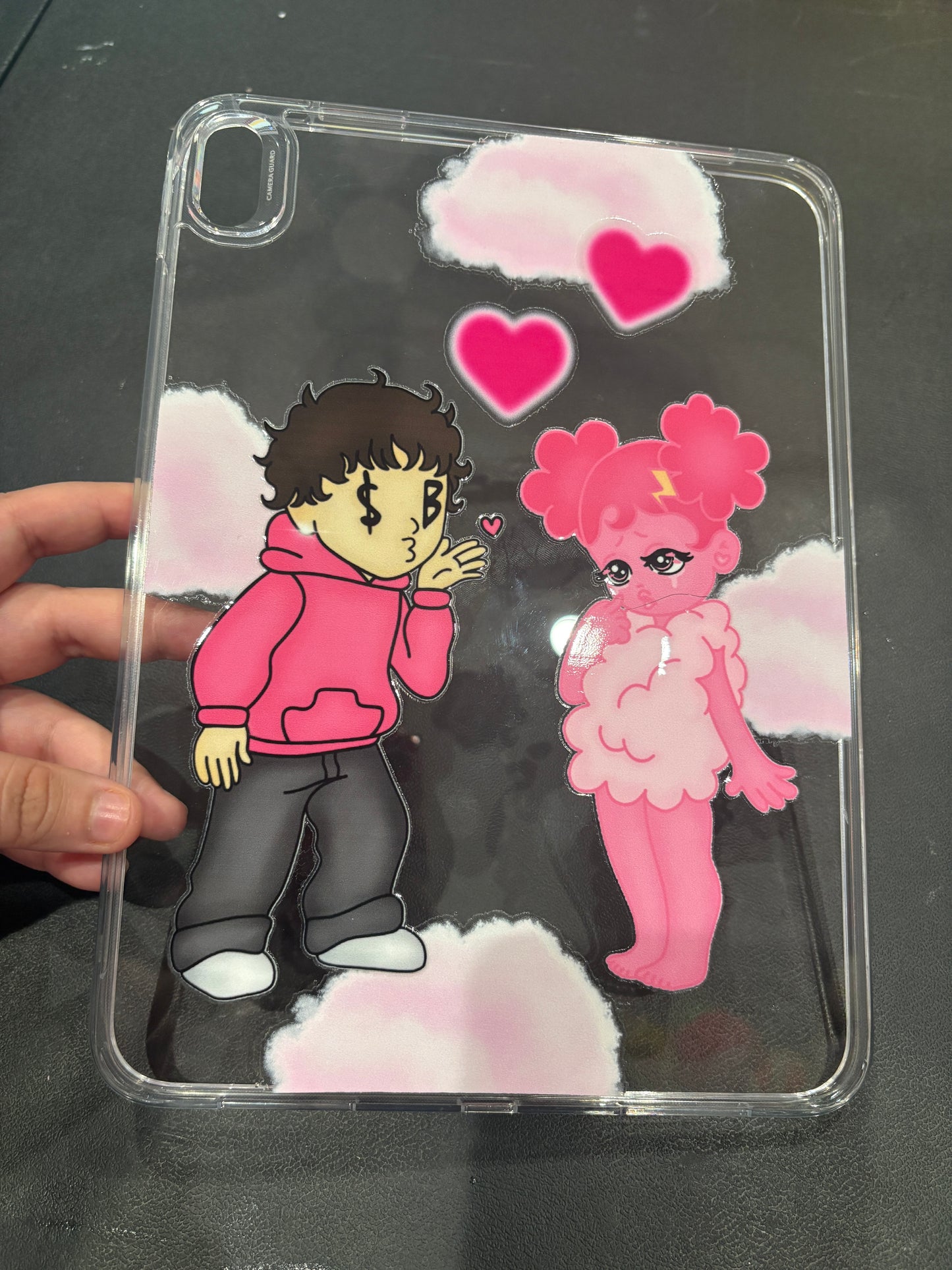 Pink SadBoy & SadGirl Clear Ipad Case *discounted*