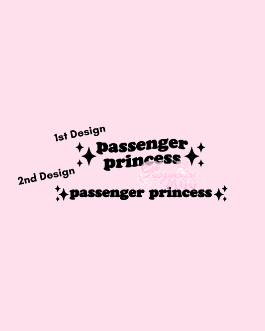 Passenger Princess Vinyl Car Mirror Decal