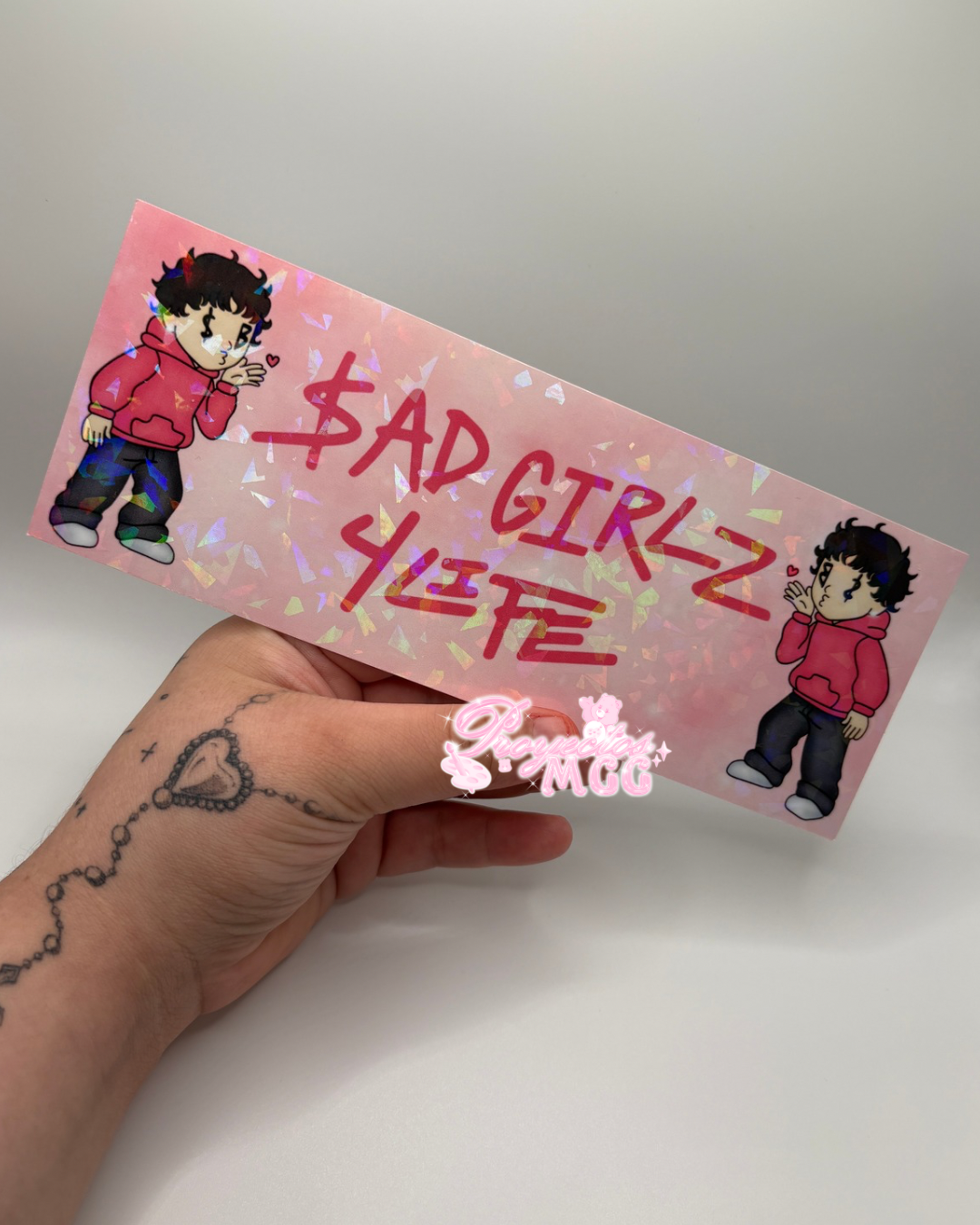 Pink SadBoy “SG4L” Bumper Holo Car Decal