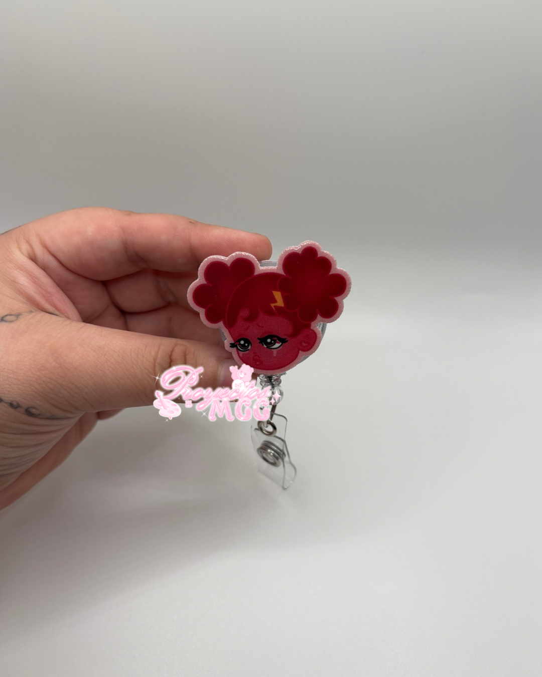 Pink SadGirl Face Badge Reel