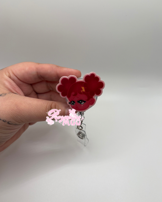 Pink SadGirl Face Badge Reel