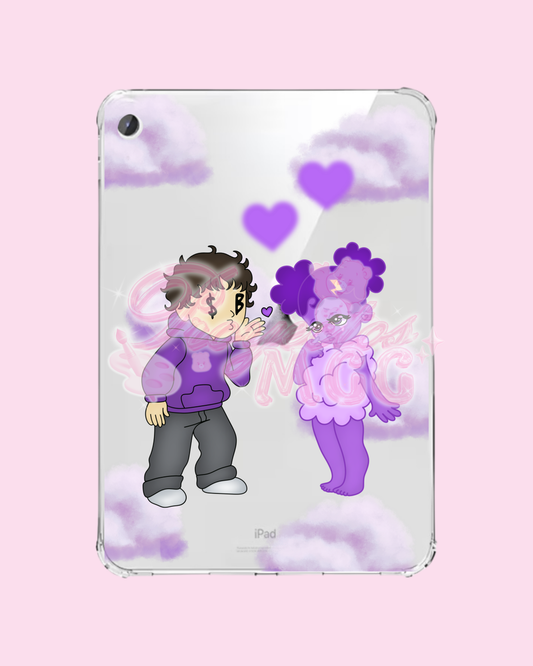 Purple SadBoy & SadGirl Clear Ipad Case