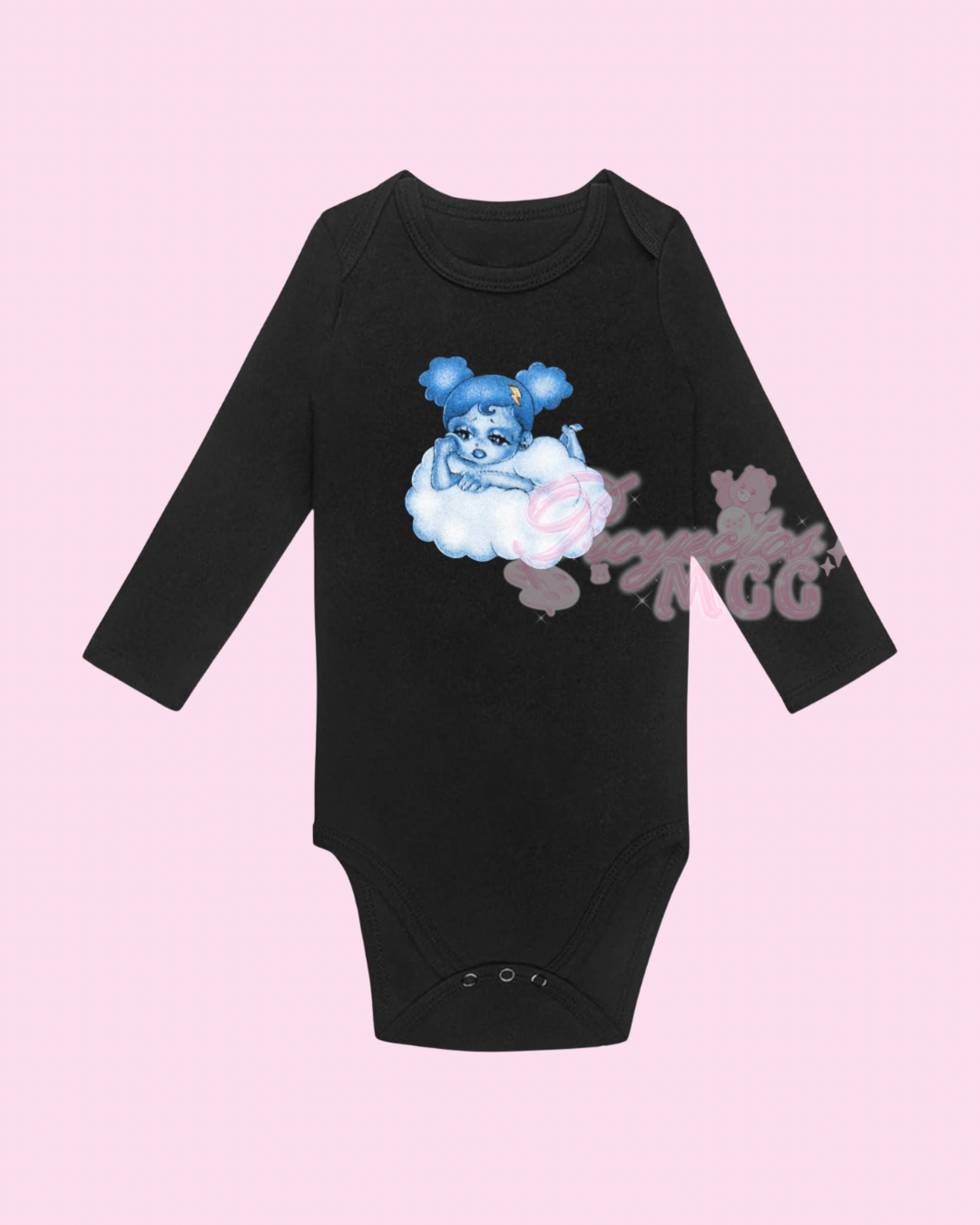 SadGirl Cloud Long Sleeve Black Onesie