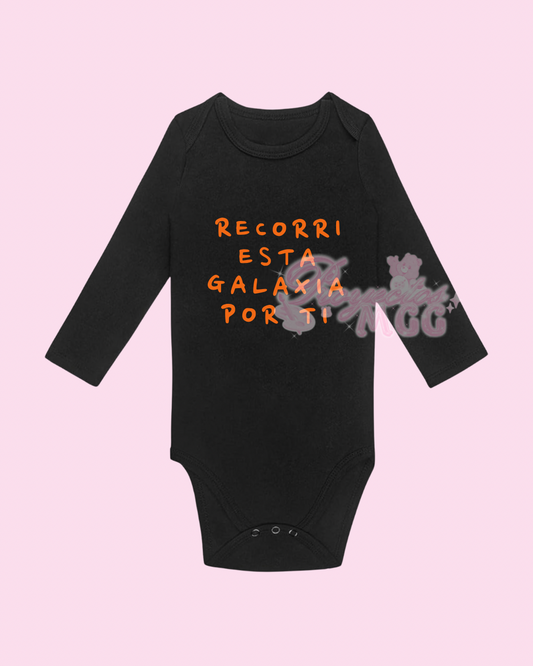 Galaxia Por Ti Long Sleeve Black Onesie