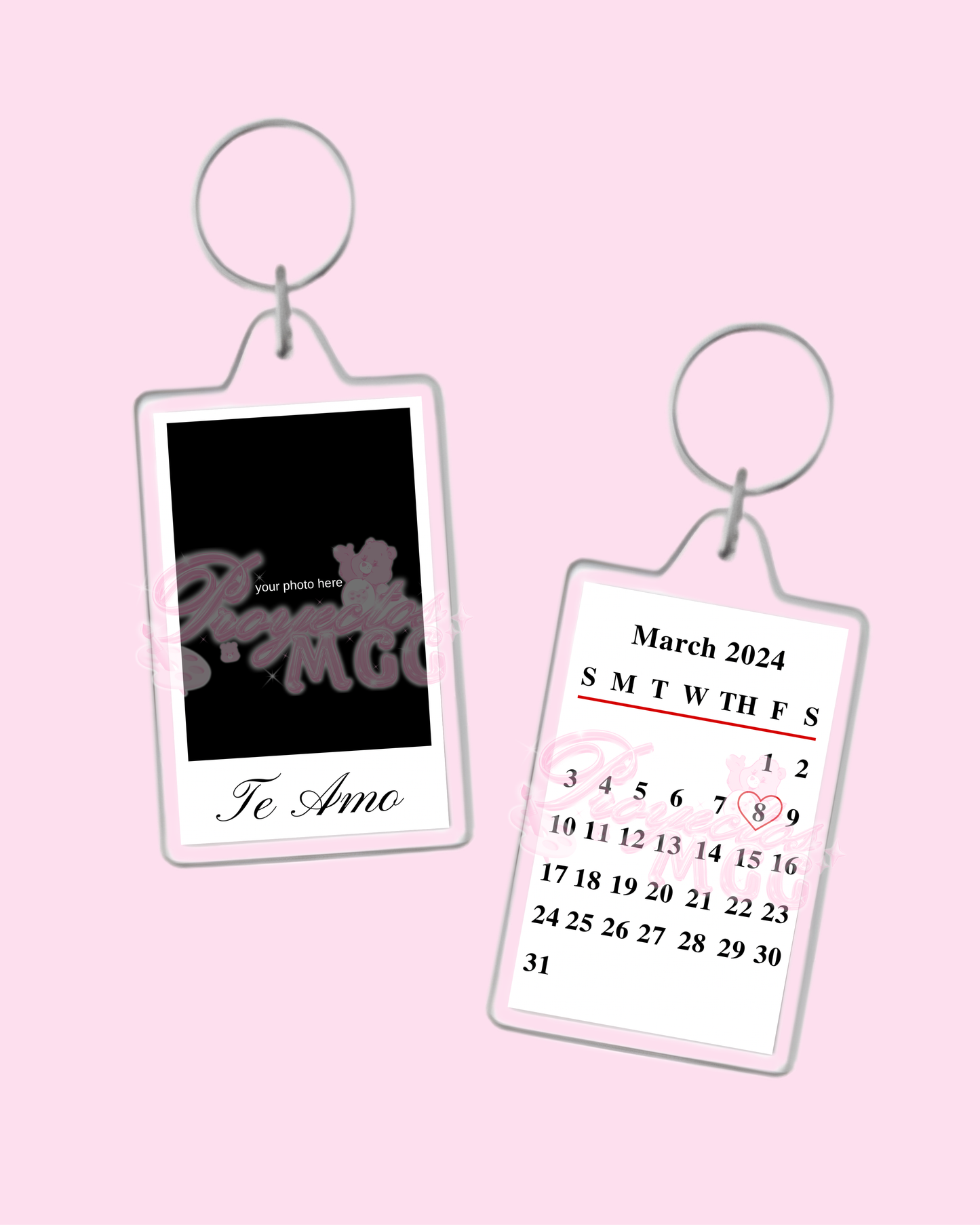“Te Amo” Personalized Photo & Calendar Keychain