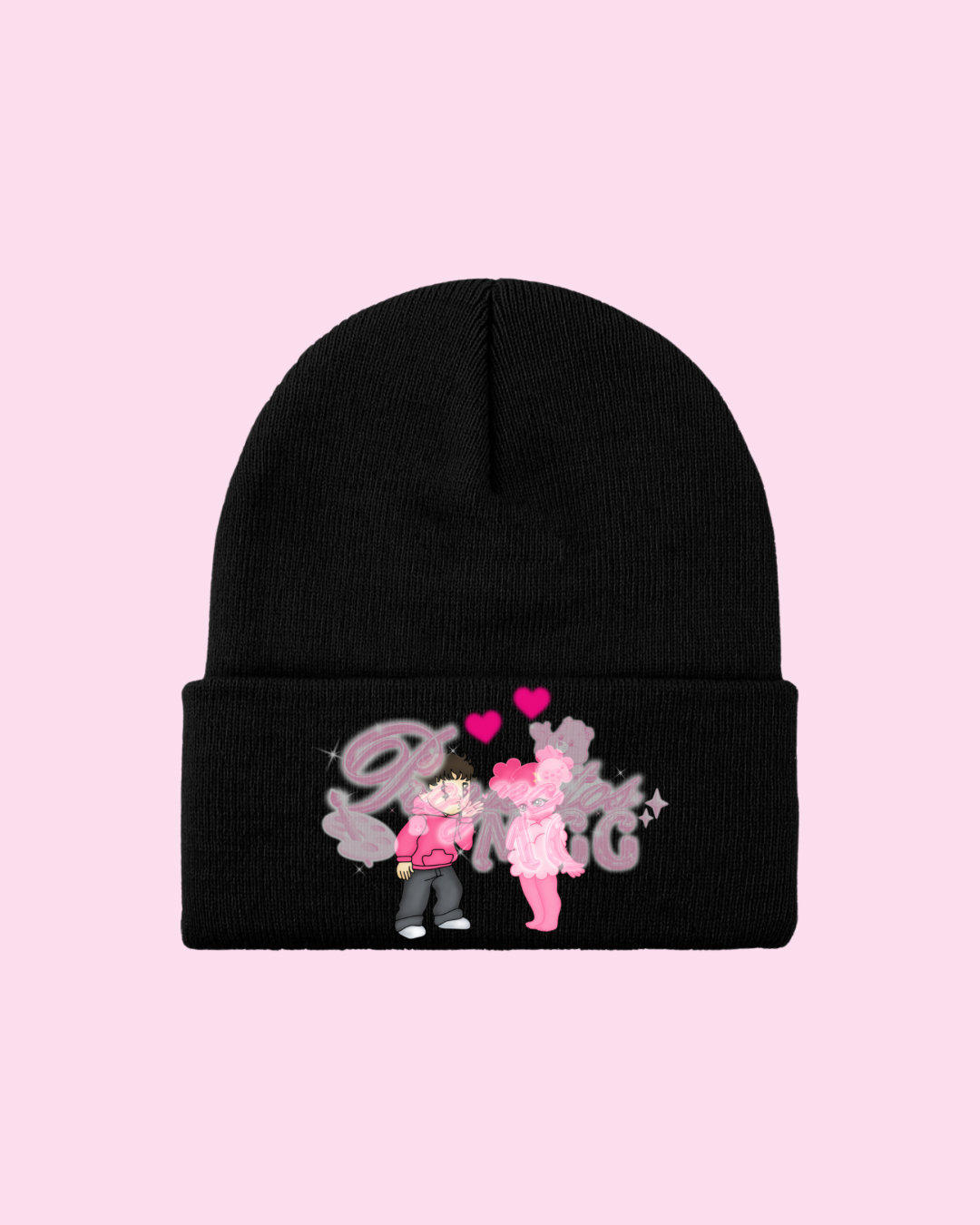Pink SadBoy & SadGirl Black Beanie