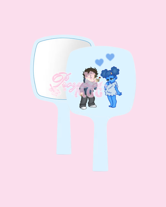 Blue SadBoy & SadGirl Handheld Mirror