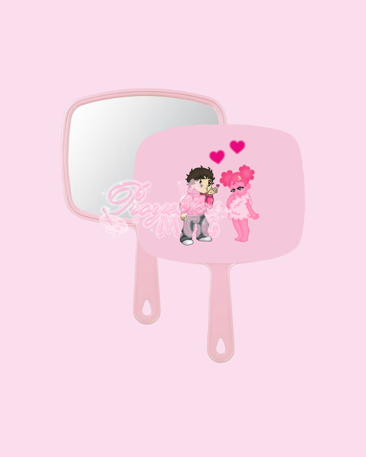Pink SadBoy & SadGirl Handheld Mirror
