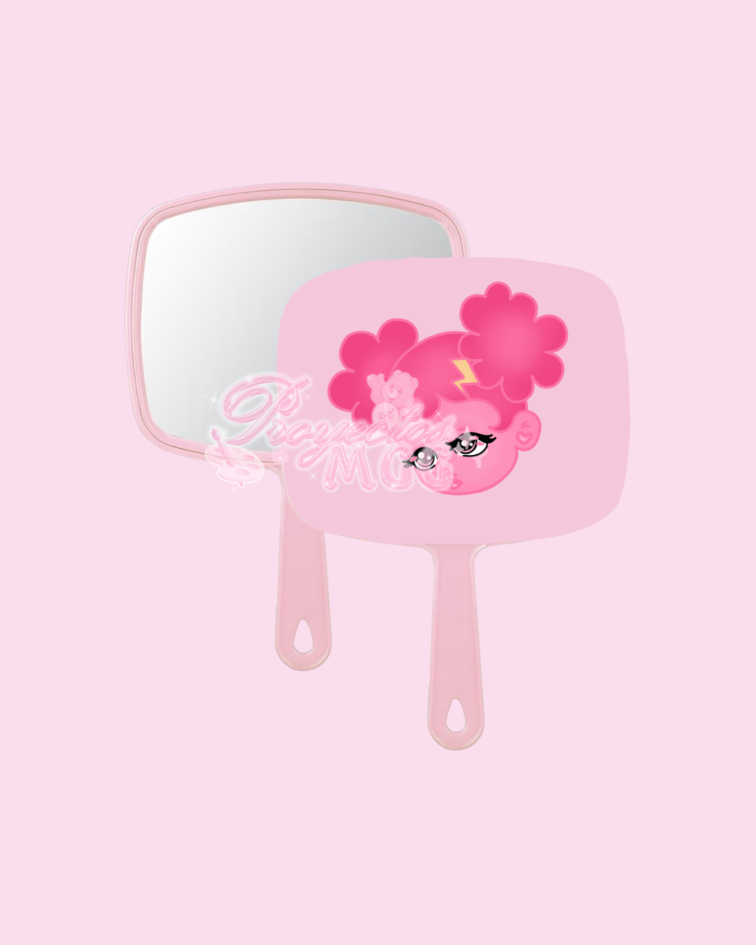 Pink SadGirl Face Handheld Mirror