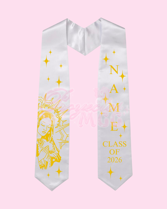 White & Gold Graduation Stole
