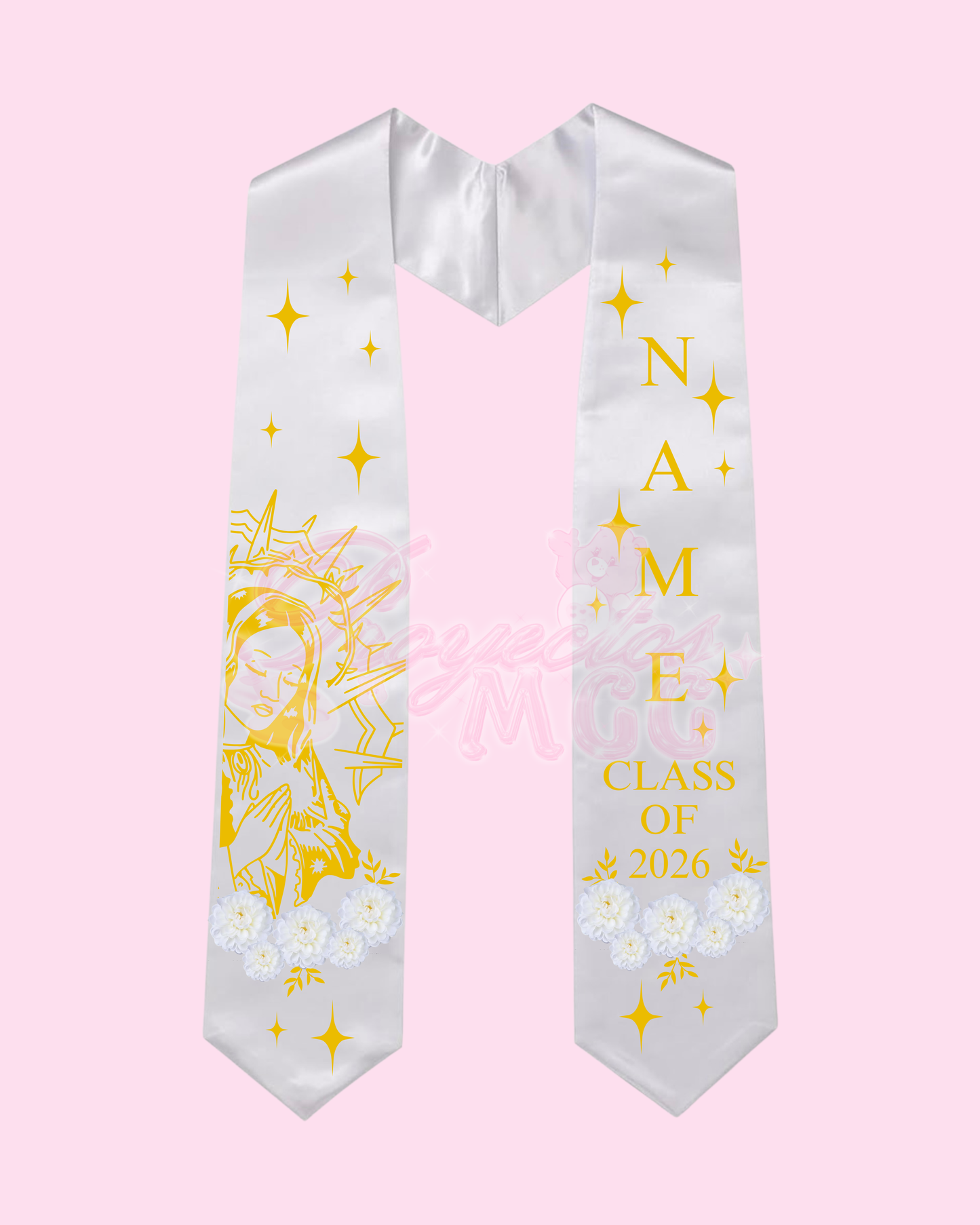 White & Gold Graduation Stole