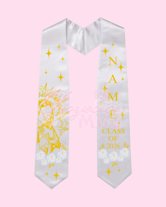White & Gold Graduation Stole