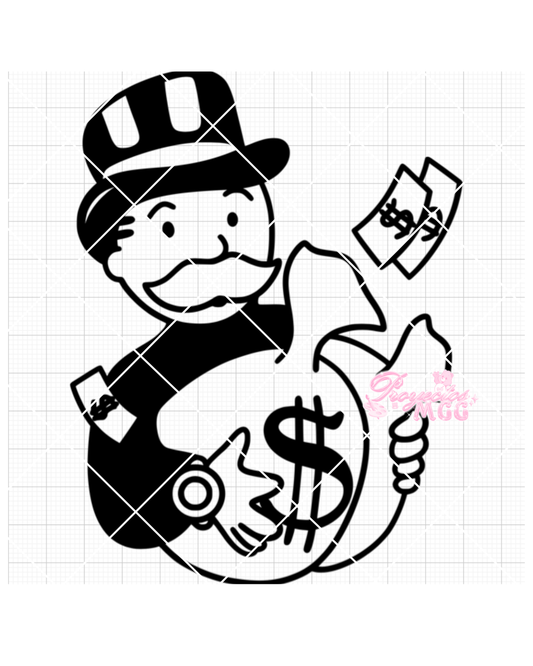 Man w/ Money Bag Outline SVG Digital File